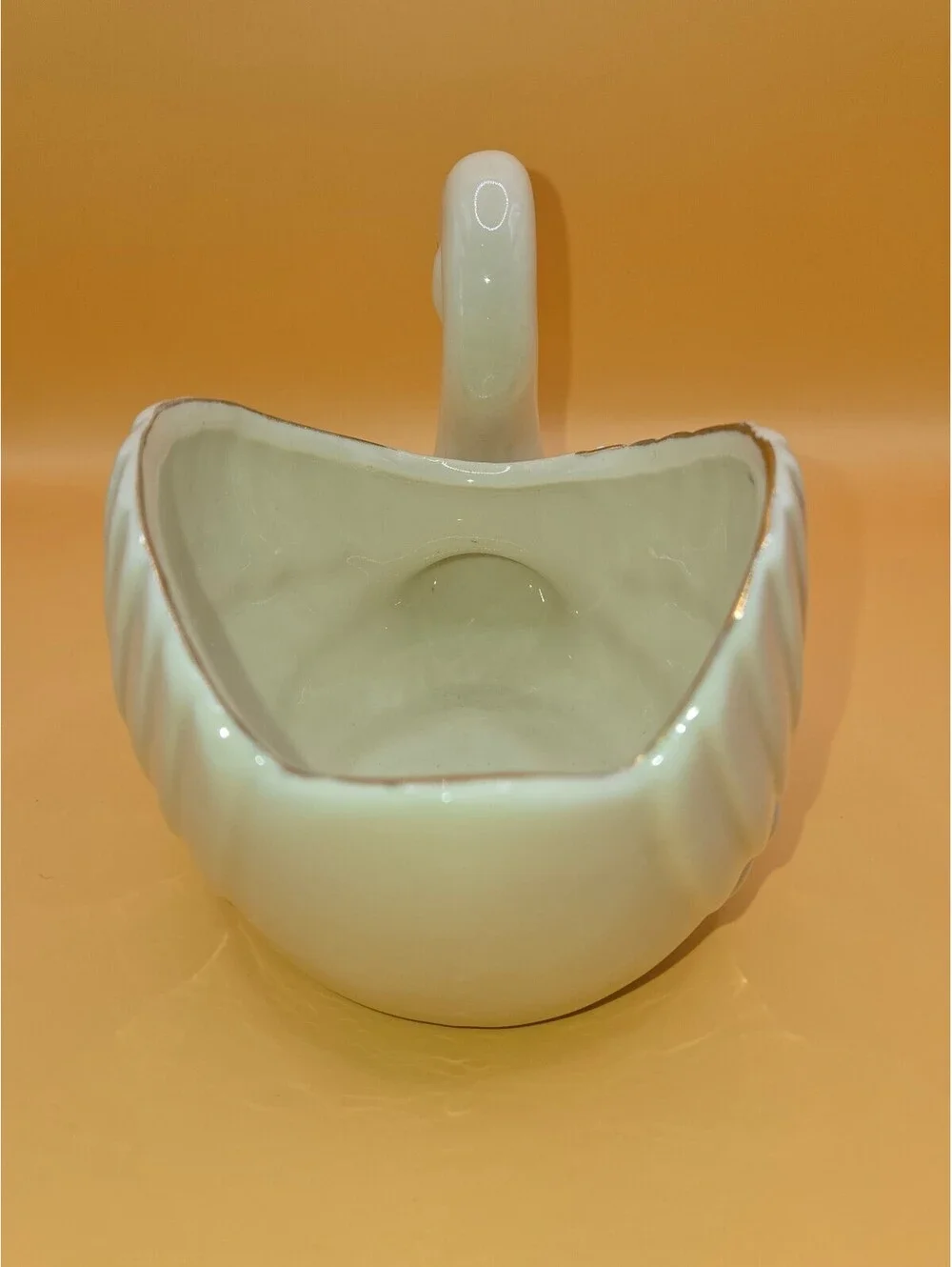 Vintage Ceramic Swan Planter with Pink Flower Accent, Made in China, Approx. 6